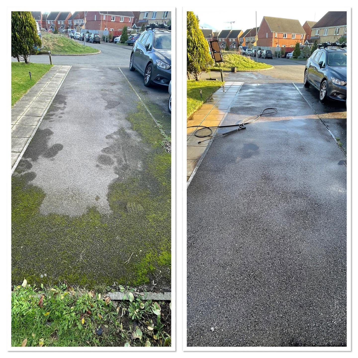 Pressure washing before and after