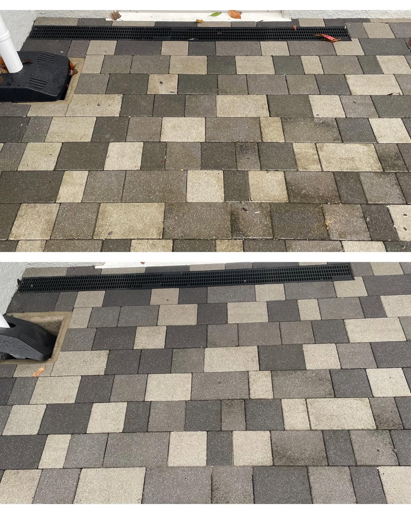 Block paving pathway clean