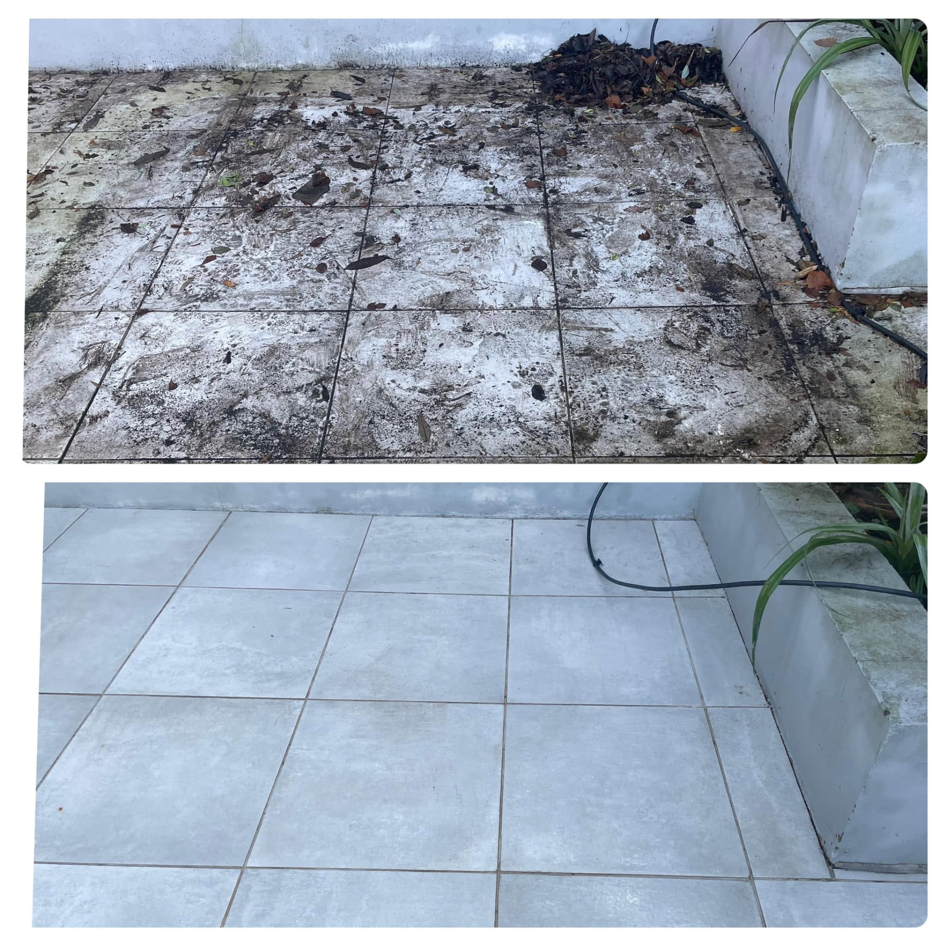 Patio tiles restored — before and after